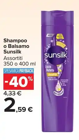 Carrefour Market Shampoo o Balsamo Sunsilk offerta