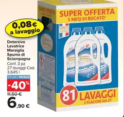 Carrefour Market Detersivo Lavatrice Marsiglia Spuma di Sciampagna offerta