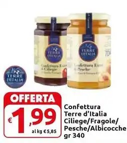 Carrefour Express Confettura Terre d'Italia Ciliege/Fragole/ Pesche/Albicocche offerta