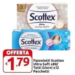 Carrefour Express Fazzoletti Scottex Ultra Soft x80/ Tutti Giorni x12 Pacchetti offerta