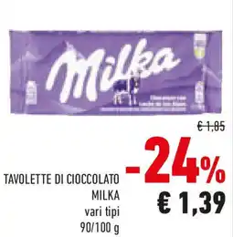 Conad Tavolette di cioccolato MILKA vari tipi offerta