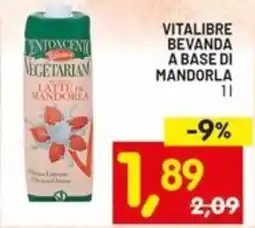 Centro Commerciale Discount Vitalibre bevanda a base di mandorla offerta