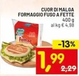 Centro Commerciale Discount Cuor di malga formaggio fuso a fette offerta