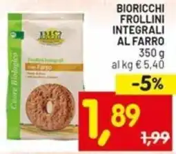 Centro Commerciale Discount Bioricchi frollini integrali al farro offerta