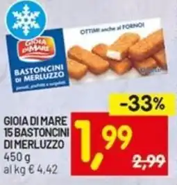 Centro Commerciale Discount Gioia di mare 15 bastoncini di merluzzo offerta