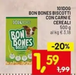 Centro Commerciale Discount 101dog bon bones biscotti con carnie cereali offerta