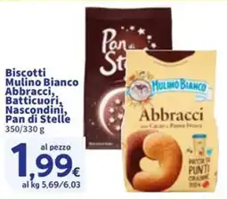 Sigma Biscotti Mulino Bianco Abbracci, Batticuori, Nascondini, Pan di Stelle offerta