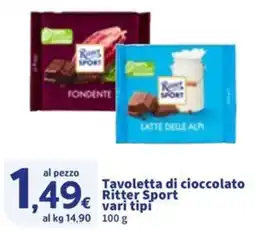 Sigma Tavoletta di cioccolato Ritter Sport vari tipi offerta
