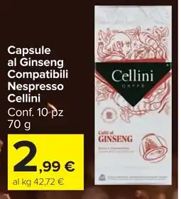 Carrefour Market Capsule al Ginseng Compatibili Nespresso Cellini offerta