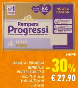 Conad Pannolini mutandino quadripack PAMPERS progressi maxi 76/84 pezzi offerta