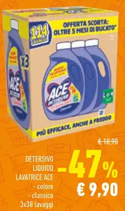 Conad Detersivo liquido lavatrice ACE -colore -classico 3 x 38 lavaggi offerta