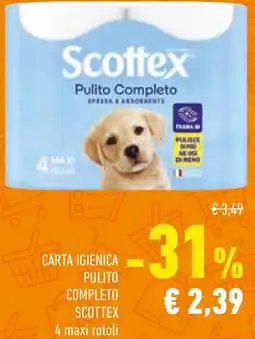 Conad Carta igienica pulito completo SCOTTEX 4 maxi rotoli offerta