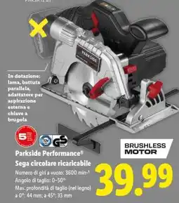 Lidl Parkside Performance Sega circolare ricaricabile offerta