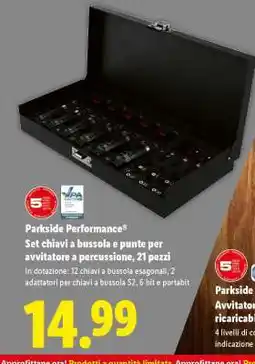Lidl Parkside Performance Set chiavi a bussola e punte per avvitatore a percussione, 21 pezzi offerta