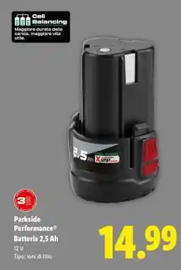 Lidl Parkside Performance Batteria 2,5 Ah offerta
