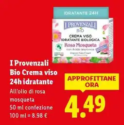 Lidl I Provenzali Bio Crema viso 24h idratante offerta