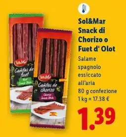 Lidl Sol&Mar Snack di Chorizo o Fuet d' Olot offerta
