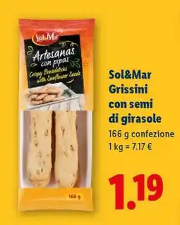 Lidl Sol&Mar Grissini con semi di girasole offerta