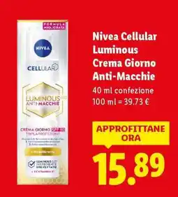 Lidl Nivea Cellular Luminous Crema Giorno anti-macchie offerta
