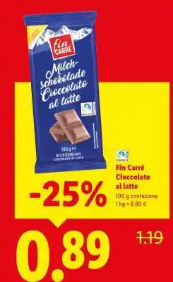 Lidl Fin Carré Cioccolato al latte offerta