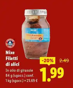 Lidl Nixe Filetti di alici offerta