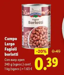 Lidl Campo Largo Fagioli borlotti offerta