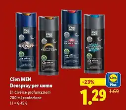 Lidl Cien MEN Deospray per uomo offerta
