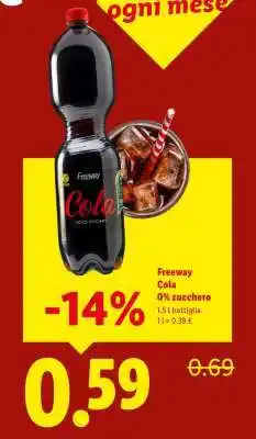 Lidl Freeway Cola 0% zucchero offerta