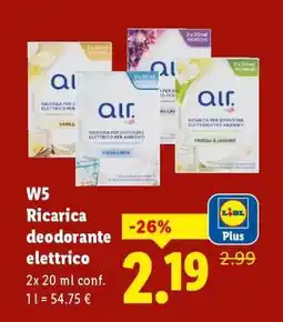 Lidl W5 Ricarica deodorante elettrico offerta