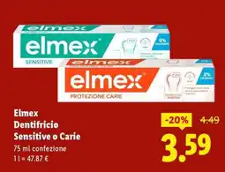 Lidl Elmex Dentifricio Sensitive o Carie offerta
