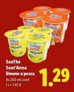 Lidl SanThé Sant'Anna limone o pesca offerta