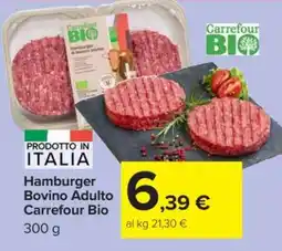 Carrefour Hamburger Bovino Adulto Carrefour Bio offerta