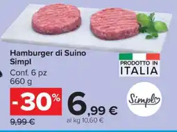 Carrefour Hamburger di Suino Simpl offerta