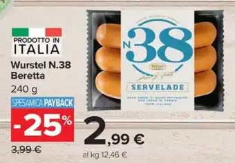 Carrefour Wurstel N.38 Beretta offerta