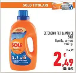 Conad DETERSIVO PER LAVATRICE SOLE offerta