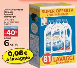 Carrefour Detersivo Lavatrice Marsiglia Spuma di Sciampagna offerta