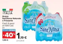Carrefour Acqua Sant'Anna Naturale o Frizzante offerta