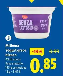 Lidl Milbona Yogurt greco bianco offerta