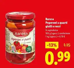 Lidl Baresa Peperoni a quarti gialli e rossi offerta