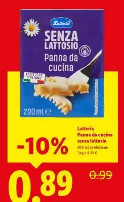 Lidl Latteria Panna da cucina senza lattosio offerta
