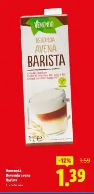Lidl Vemondo Bevanda avena Barista offerta