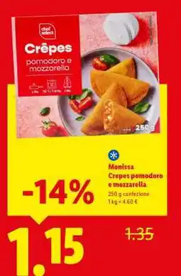 Lidl Monissa Crêpes pomodoro e mozzarella offerta