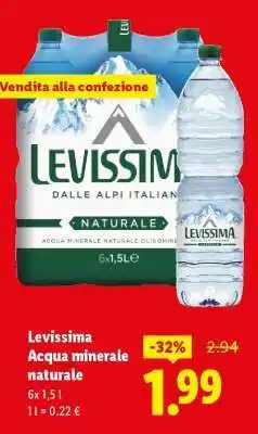 Lidl Levissima Acqua minerale naturale offerta
