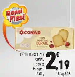 Conad Fette biscottate CONAD dorate integrali offerta