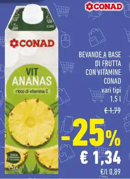 Conad Bevande a base di frutta con vitamine CONAD vari tipi offerta