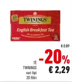 Conad TÈ TWININGS vari tipi 20 filtri offerta
