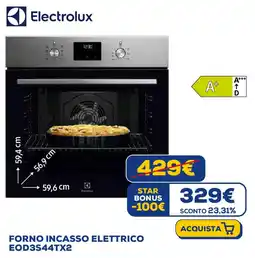 Euronics Electrolux FORNO INCASSO ELETTRICO EOD3S44TX2 offerta