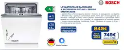 Euronics BOSCH LAVASTOVIGLIE DA INCASSO A SCOMPARSA TOTALE - SERIE 6 SMV6YCX02E offerta