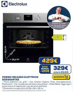 Euronics Electrolux FORNO INCASSO ELETTRICO EOD3S44TX2 offerta