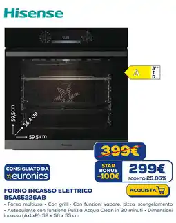 Euronics Hisense FORNO INCASSO ELETTRICO BSA65226AB offerta